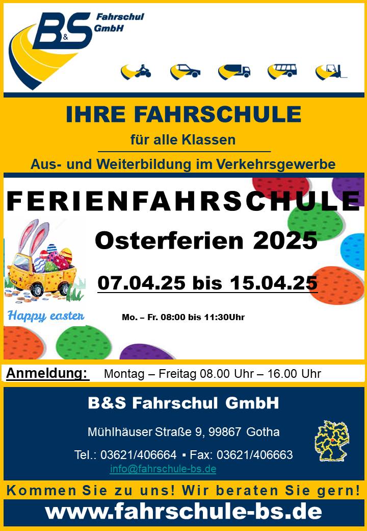 Osterferien 2025 vom 07.04.2025 - 15.04.2025 Gotha