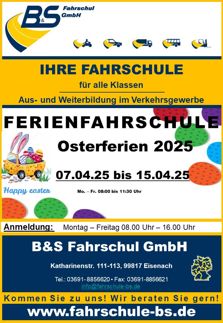 Osterferien 2025 vom 07.04.2025 - 15.04.2025 Eisenach